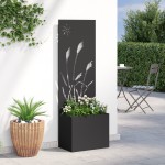 vidaXL Ghiveci de Grădină cu Panou Decorativ Negru 50 x 140 cm
