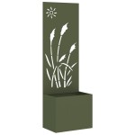 vidaXL Ghiveci de Grădină cu Panou Decorativ Olivengrønn 50 x 140 cm