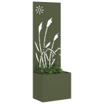 vidaXL Ghiveci de Grădină cu Panou Decorativ Olivengrønn 50 x 140 cm