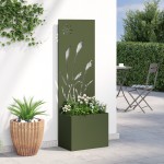 vidaXL Ghiveci de Grădină cu Panou Decorativ Olivengrønn 50 x 140 cm