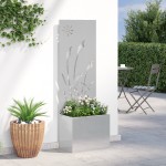 vidaXL Ghiveci de Grădină cu Panou Decorativ Argintiu 50 x 140 cm vidaXL Ghiveci de Grădină cu Panou Decorativ Argintiu 50 x 140 cm