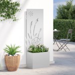 vidaXL Ghiveci de Grădină cu Panou Decorativ Argintiu 50 x 140 cm vidaXL Ghiveci de Grădină cu Panou Decorativ Argintiu 50 x 140 cm