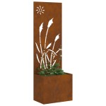 vidaXL Ghiveci de Grădină cu Panou Decorativ Ruginit 50 x 140 cm vidaXL Ghiveci de Grădină cu Panou Decorativ Ruginit 50 x 140 cm