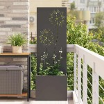 vidaXL Ghiveci de Grădină cu Panou Decorativ Negru 50 x 140 cm vidaXL Ghiveci de Grădină cu Panou Decorativ Negru 50 x 140 cm
