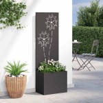 vidaXL Ghiveci de Grădină cu Panou Decorativ Negru 50 x 140 cm vidaXL Ghiveci de Grădină cu Panou Decorativ Negru 50 x 140 cm
