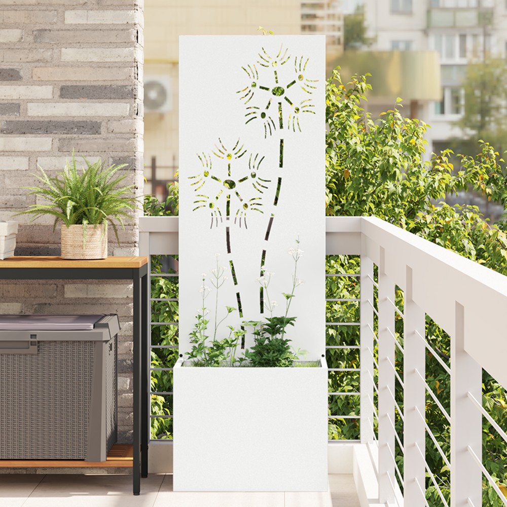vidaXL Ghiveci de Grădină cu Panou Decorativ Alb 50 x 140 cm