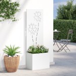 vidaXL Ghiveci de Grădină cu Panou Decorativ Alb 50 x 140 cm vidaXL Ghiveci de Grădină cu Panou Decorativ Alb 50 x 140 cm