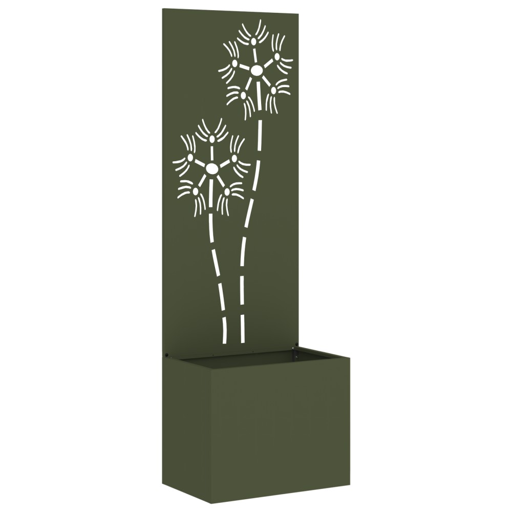 vidaXL Ghiveci de Grădină cu Panou Decorativ Olivengrønn 50 x 140 cm
