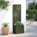vidaXL Ghiveci de Grădină cu Panou Decorativ Olivengrønn 50 x 140 cm vidaXL Ghiveci de Grădină cu Panou Decorativ Olivengrønn 50 x 140 cm