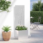vidaXL Ghiveci de Grădină cu Panou Decorativ Argintiu 50 x 140 cm vidaXL Ghiveci de Grădină cu Panou Decorativ Argintiu 50 x 140 cm