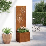 vidaXL Ghiveci de Grădină cu Panou Decorativ Ruginit 50 x 140 cm vidaXL Ghiveci de Grădină cu Panou Decorativ Ruginit 50 x 140 cm
