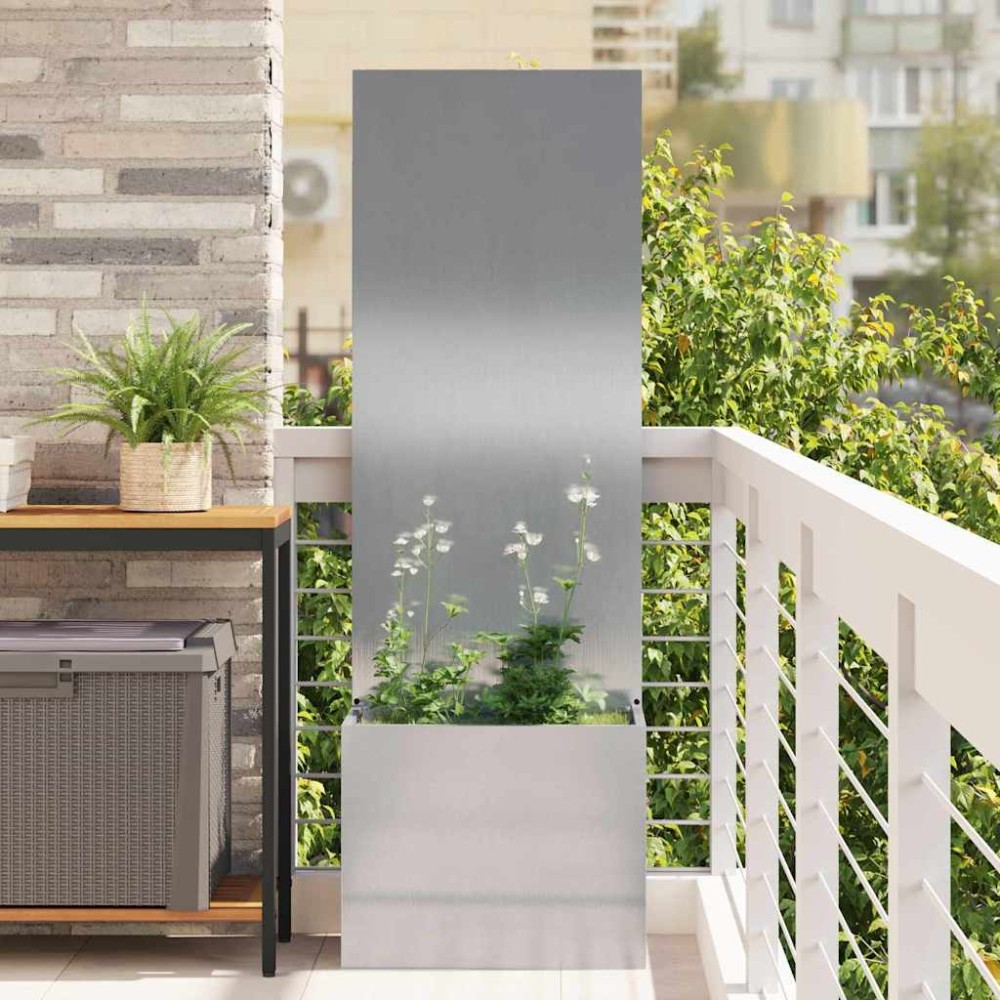 vidaXL Ghiveci de Grădină cu Panou Decorativ Argintiu 50 x 140 cm