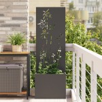 vidaXL Ghiveci de Grădină cu Panou Decorativ Negru 50 x 140 cm vidaXL Ghiveci de Grădină cu Panou Decorativ Negru 50 x 140 cm