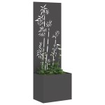 vidaXL Ghiveci de Grădină cu Panou Decorativ Negru 50 x 140 cm vidaXL Ghiveci de Grădină cu Panou Decorativ Negru 50 x 140 cm