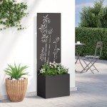 vidaXL Ghiveci de Grădină cu Panou Decorativ Negru 50 x 140 cm vidaXL Ghiveci de Grădină cu Panou Decorativ Negru 50 x 140 cm