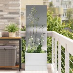 vidaXL Ghiveci de Grădină cu Panou Decorativ Argintiu 50 x 140 cm vidaXL Ghiveci de Grădină cu Panou Decorativ Argintiu 50 x 140 cm