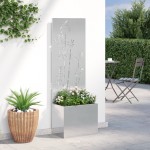 vidaXL Ghiveci de Grădină cu Panou Decorativ Argintiu 50 x 140 cm vidaXL Ghiveci de Grădină cu Panou Decorativ Argintiu 50 x 140 cm