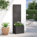 vidaXL Ghiveci de Grădină cu Panou Decorativ Negru 50 x 140 cm vidaXL Ghiveci de Grădină cu Panou Decorativ Negru 50 x 140 cm