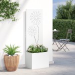 vidaXL Ghiveci de Grădină cu Panou Decorativ Alb 50 x 140 cm