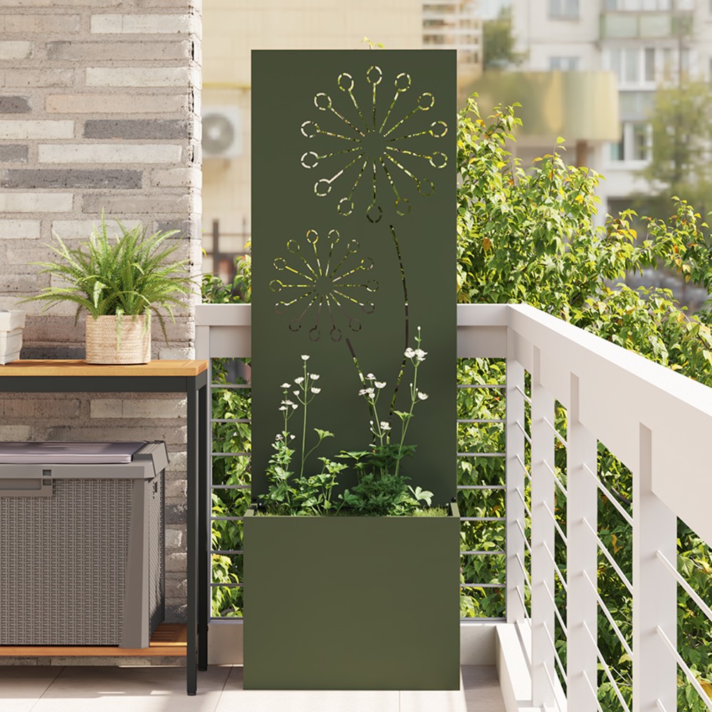 vidaXL Ghiveci de Grădină cu Panou Decorativ Olivengrønn 50 x 140 cm