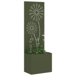 vidaXL Ghiveci de Grădină cu Panou Decorativ Olivengrønn 50 x 140 cm vidaXL Ghiveci de Grădină cu Panou Decorativ Olivengrønn 50 x 140 cm