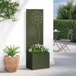 vidaXL Ghiveci de Grădină cu Panou Decorativ Olivengrønn 50 x 140 cm vidaXL Ghiveci de Grădină cu Panou Decorativ Olivengrønn 50 x 140 cm