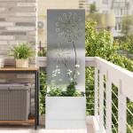 vidaXL Ghiveci de Grădină cu Panou Decorativ Argintiu 50 x 140 cm vidaXL Ghiveci de Grădină cu Panou Decorativ Argintiu 50 x 140 cm