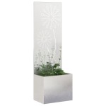 vidaXL Ghiveci de Grădină cu Panou Decorativ Argintiu 50 x 140 cm vidaXL Ghiveci de Grădină cu Panou Decorativ Argintiu 50 x 140 cm