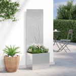 vidaXL Ghiveci de Grădină cu Panou Decorativ Argintiu 50 x 140 cm vidaXL Ghiveci de Grădină cu Panou Decorativ Argintiu 50 x 140 cm