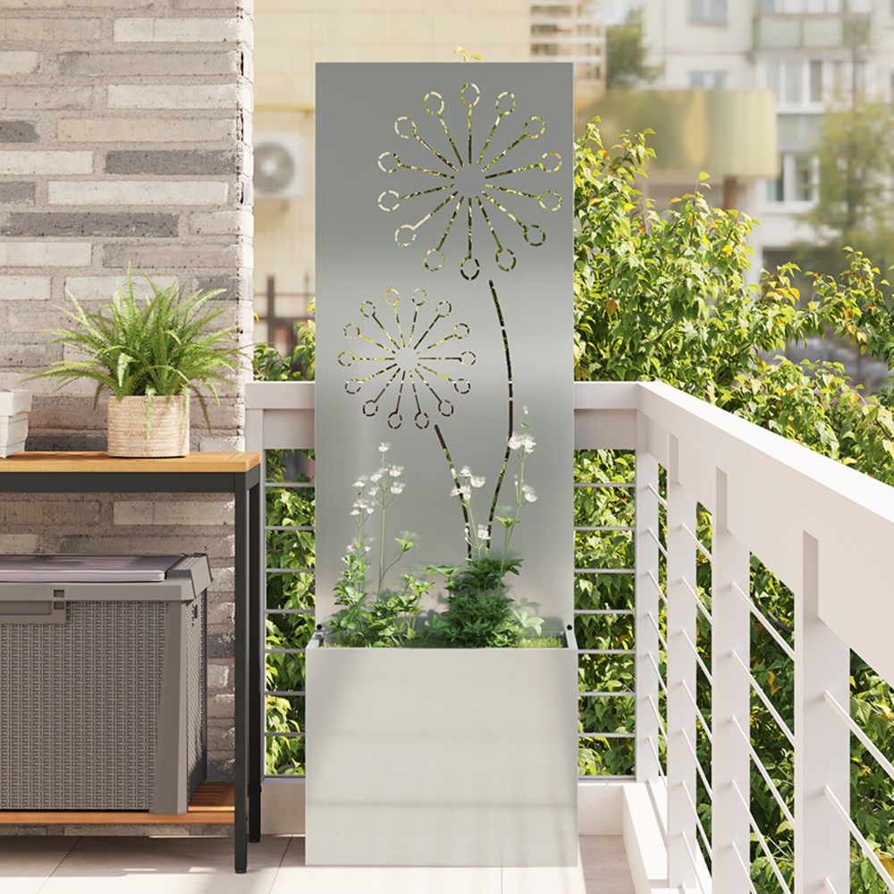 vidaXL Ghiveci de Grădină cu Panou Decorativ Argintiu 50 x 140 cm