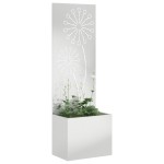 vidaXL Ghiveci de Grădină cu Panou Decorativ Argintiu 50 x 140 cm vidaXL Ghiveci de Grădină cu Panou Decorativ Argintiu 50 x 140 cm
