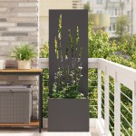 vidaXL Ghiveci de Grădină cu Panou Decorativ Negru 50 x 140 cm vidaXL Ghiveci de Grădină cu Panou Decorativ Negru 50 x 140 cm