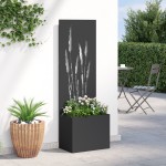 vidaXL Ghiveci de Grădină cu Panou Decorativ Negru 50 x 140 cm vidaXL Ghiveci de Grădină cu Panou Decorativ Negru 50 x 140 cm