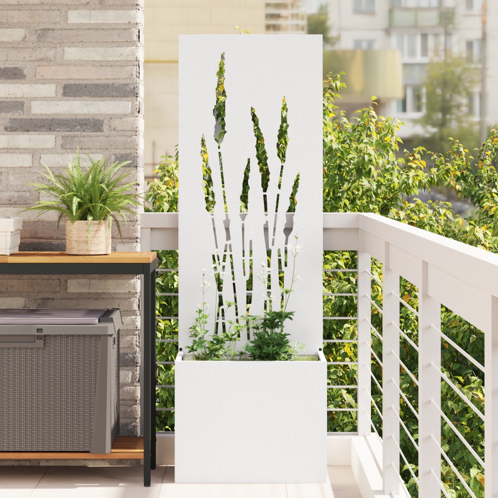 vidaXL Ghiveci de Grădină cu Panou Decorativ Alb 50 x 140 cm