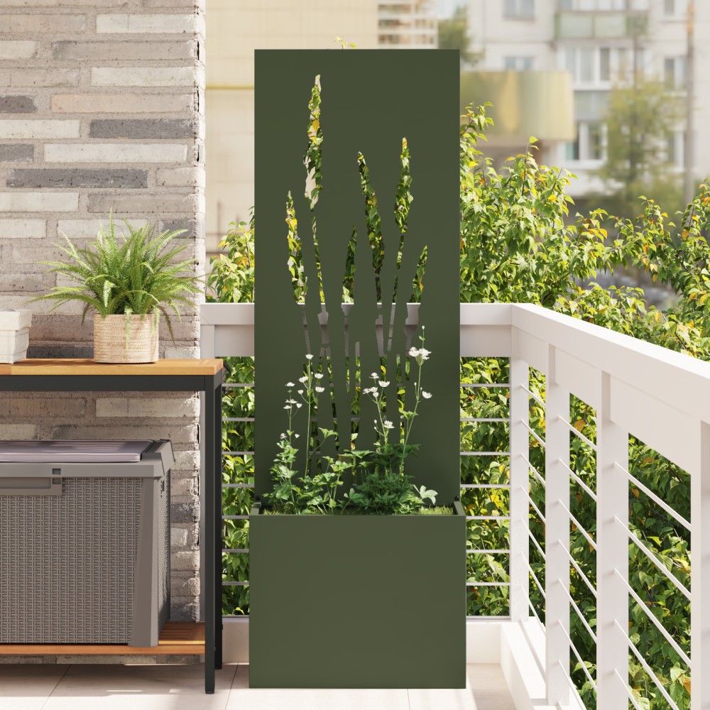 vidaXL Ghiveci de Grădină cu Panou Decorativ Olivengrønn 50 x 140 cm