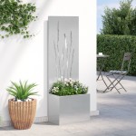 vidaXL Ghiveci de Grădină cu Panou Decorativ Argintiu 50 x 140 cm vidaXL Ghiveci de Grădină cu Panou Decorativ Argintiu 50 x 140 cm
