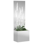 vidaXL Ghiveci de Grădină cu Panou Decorativ Argintiu 50 x 140 cm vidaXL Ghiveci de Grădină cu Panou Decorativ Argintiu 50 x 140 cm