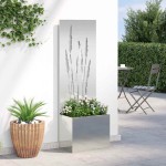 vidaXL Ghiveci de Grădină cu Panou Decorativ Argintiu 50 x 140 cm vidaXL Ghiveci de Grădină cu Panou Decorativ Argintiu 50 x 140 cm