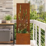 vidaXL Ghiveci de Grădină cu Panou Decorativ Ruginit 50 x 140 cm vidaXL Ghiveci de Grădină cu Panou Decorativ Ruginit 50 x 140 cm