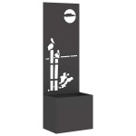 vidaXL Ghiveci de Grădină cu Panou Decorativ Negru 50 x 140 cm vidaXL Ghiveci de Grădină cu Panou Decorativ Negru 50 x 140 cm