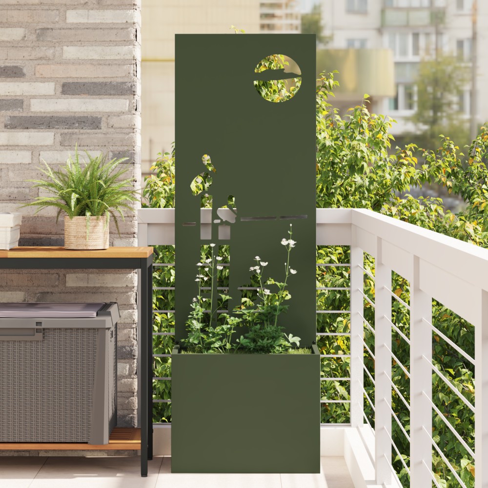 vidaXL Ghiveci de Grădină cu Panou Decorativ Olivengrønn 50 x 140 cm