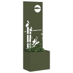 vidaXL Ghiveci de Grădină cu Panou Decorativ Olivengrønn 50 x 140 cm vidaXL Ghiveci de Grădină cu Panou Decorativ Olivengrønn 50 x 140 cm