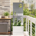 vidaXL Ghiveci de Grădină cu Panou Decorativ Argintiu 50 x 140 cm vidaXL Ghiveci de Grădină cu Panou Decorativ Argintiu 50 x 140 cm