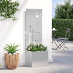 vidaXL Ghiveci de Grădină cu Panou Decorativ Argintiu 50 x 140 cm vidaXL Ghiveci de Grădină cu Panou Decorativ Argintiu 50 x 140 cm