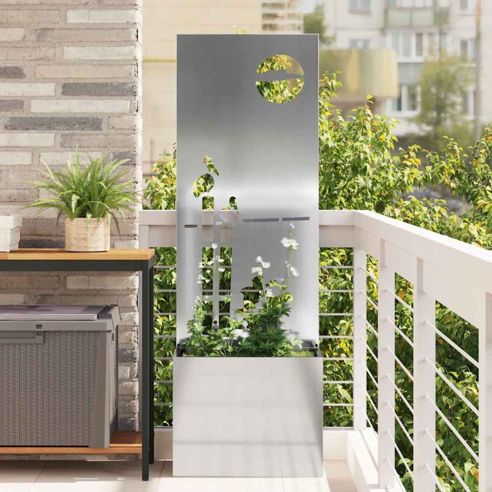 vidaXL Ghiveci de Grădină cu Panou Decorativ Argintiu 50 x 140 cm