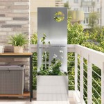 vidaXL Ghiveci de Grădină cu Panou Decorativ Argintiu 50 x 140 cm