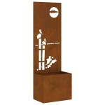 vidaXL Ghiveci de Grădină cu Panou Decorativ Ruginit 50 x 140 cm vidaXL Ghiveci de Grădină cu Panou Decorativ Ruginit 50 x 140 cm