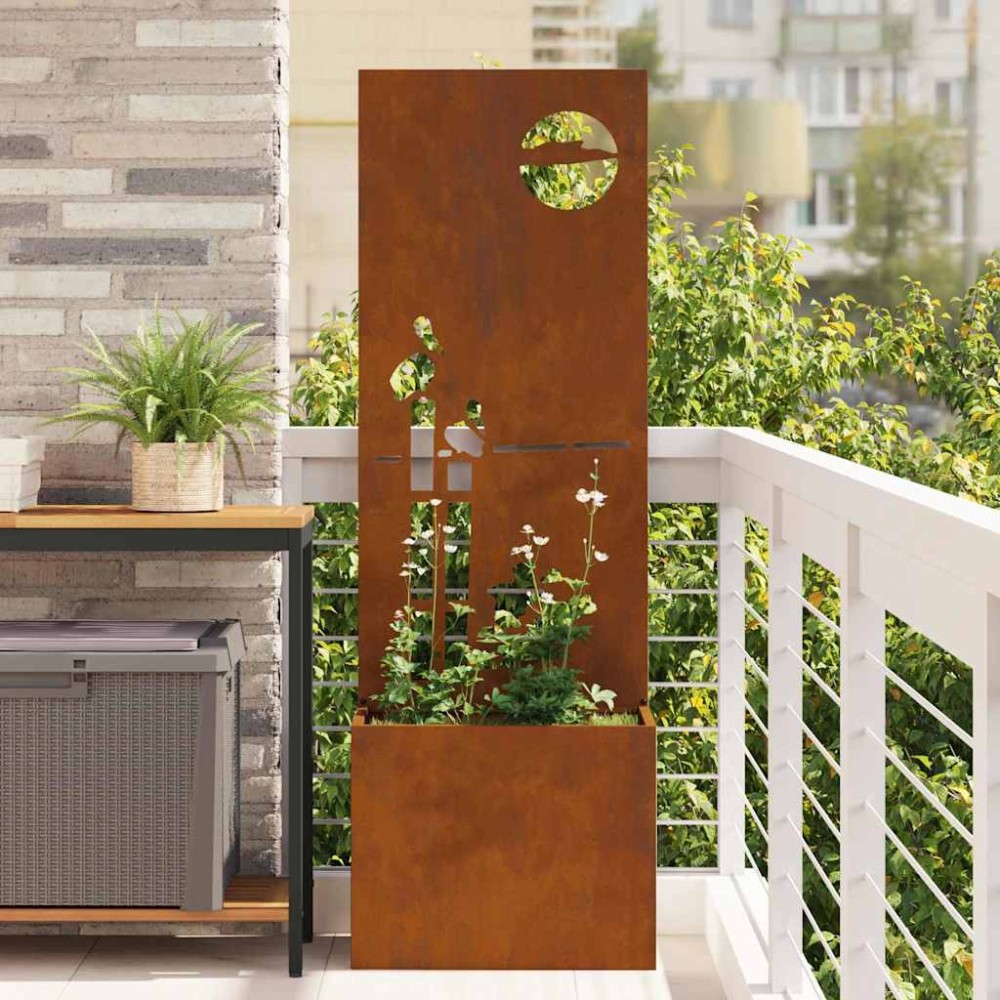 vidaXL Ghiveci de Grădină cu Panou Decorativ Ruginit 50 x 140 cm