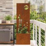 vidaXL Ghiveci de Grădină cu Panou Decorativ Ruginit 50 x 140 cm vidaXL Ghiveci de Grădină cu Panou Decorativ Ruginit 50 x 140 cm