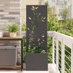 vidaXL Ghiveci de Grădină cu Panou Decorativ Negru 50 x 140 cm vidaXL Ghiveci de Grădină cu Panou Decorativ Negru 50 x 140 cm